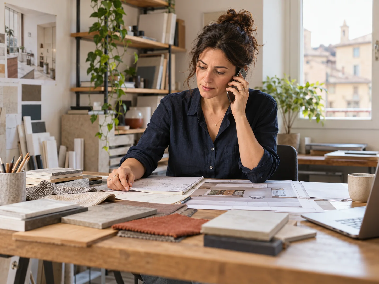 Una professionista gestisce una chiamata dal proprio studio